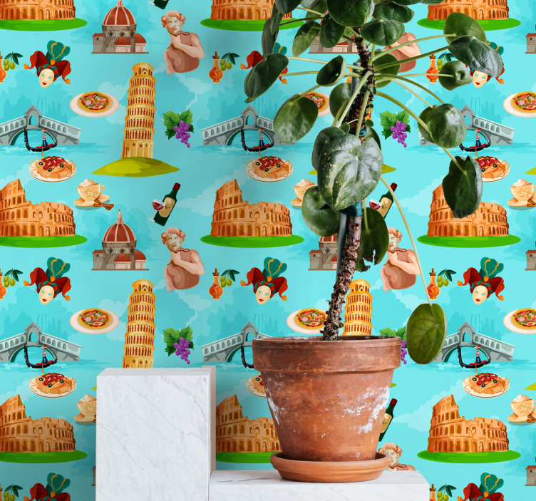 Tapete Stadt collage italienischer sehenswürdigkeiten - TenStickers