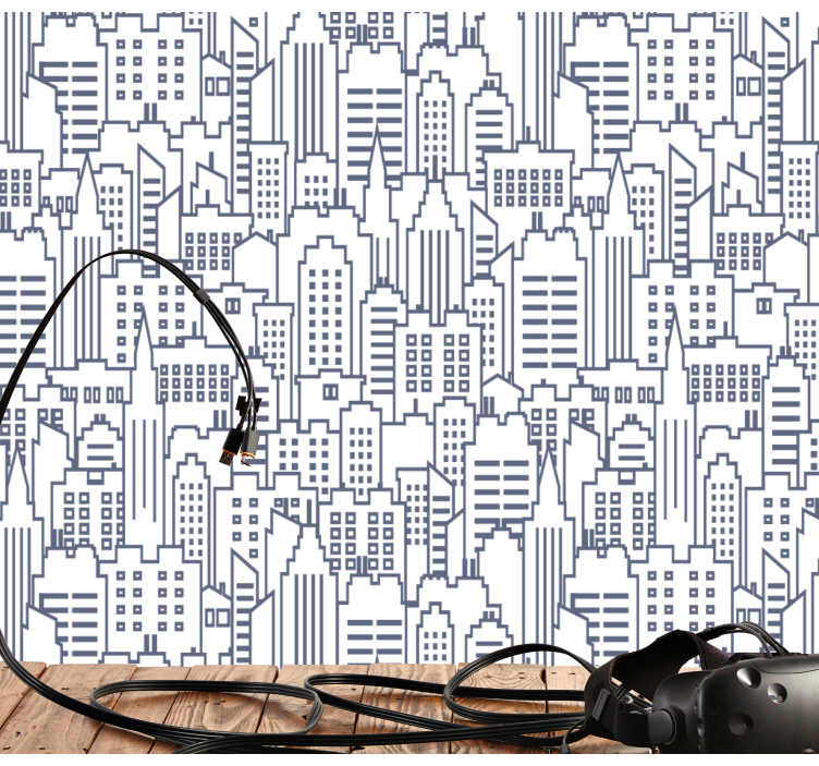 Fototapete Städte Silhouetten der städtischen Skyline - TenStickers