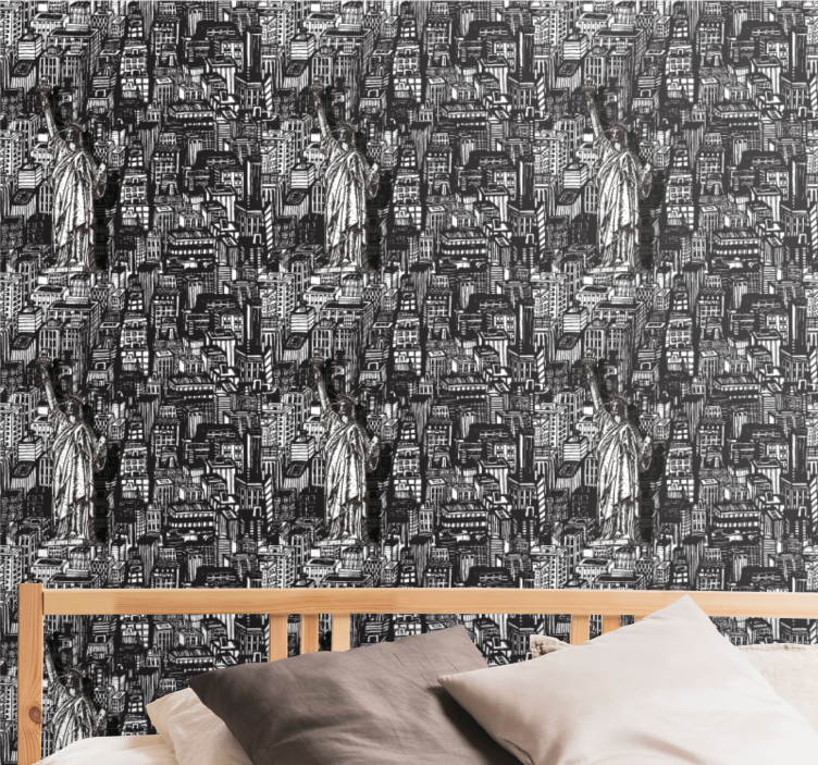 Tapete stadt statue urbane collage - TenStickers