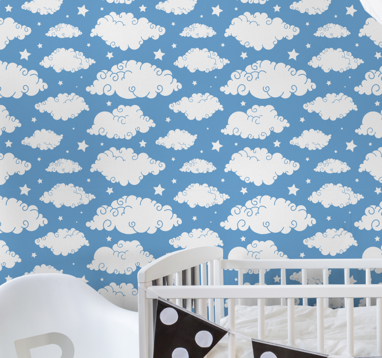 Tapete Sternenhimmel blaues design mit wolken - TenStickers