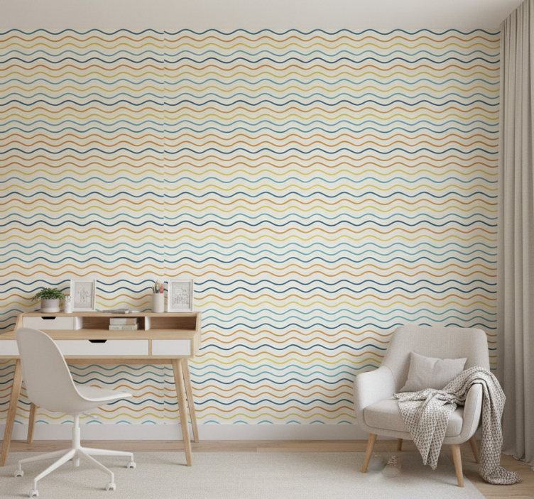 Tapete teenager mit bunten wellenlinien - TenStickers