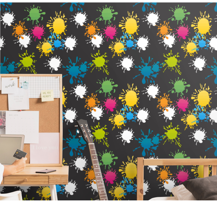 Tapete teenager mit farbklecksen muster - TenStickers