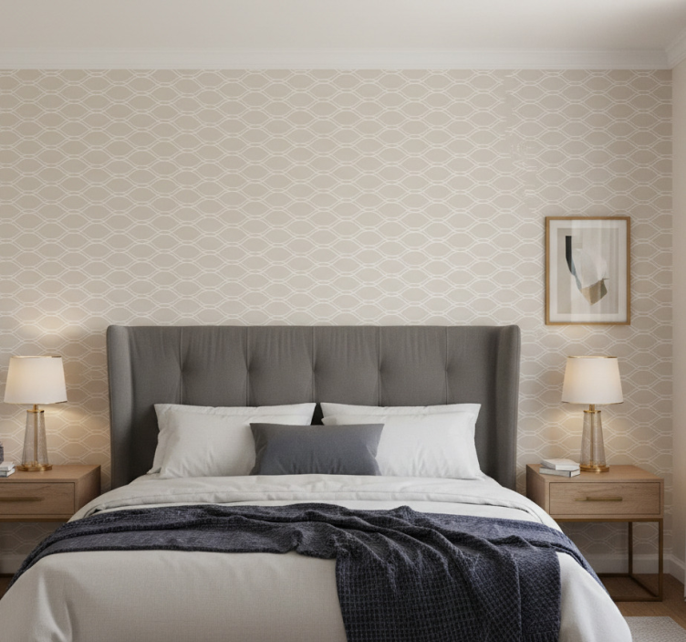 Tapete textur beige mit weißen linienmuster - TenStickers