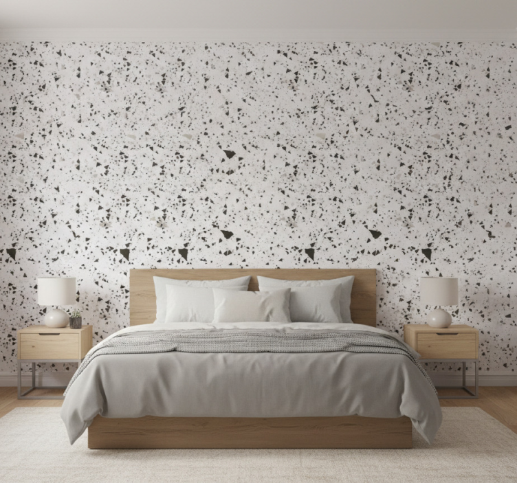 Tapete textur grau weiß schwarz terrazzo - TenStickers