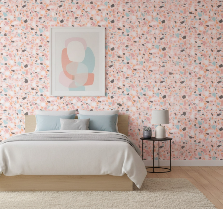 Tapete textur in rosa und blauer aquarell-terrazzo - TenStickers