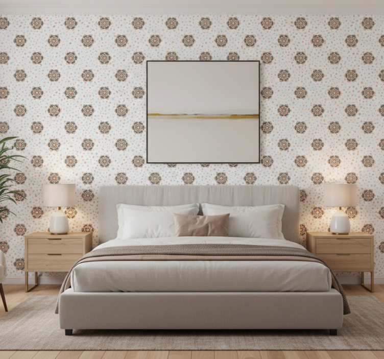 Tapete textur terrazzo mit blumen - TenStickers