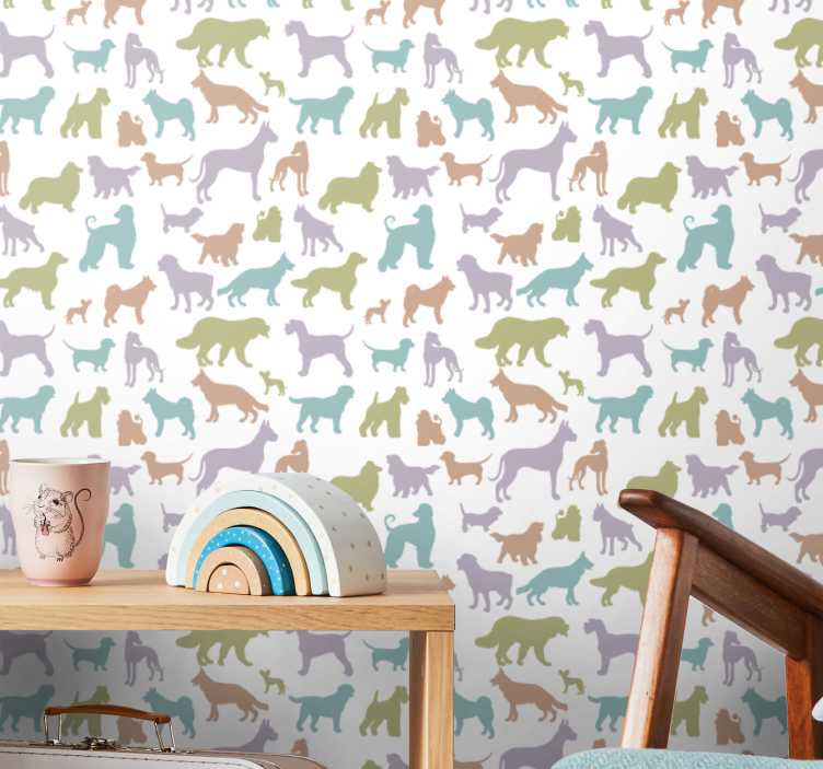 Tapete hunde bunte silhouetten - TenStickers