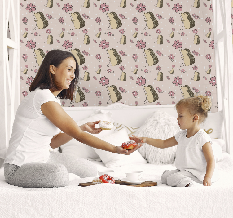 Tapete Tiere igel- und blumendesign - TenStickers