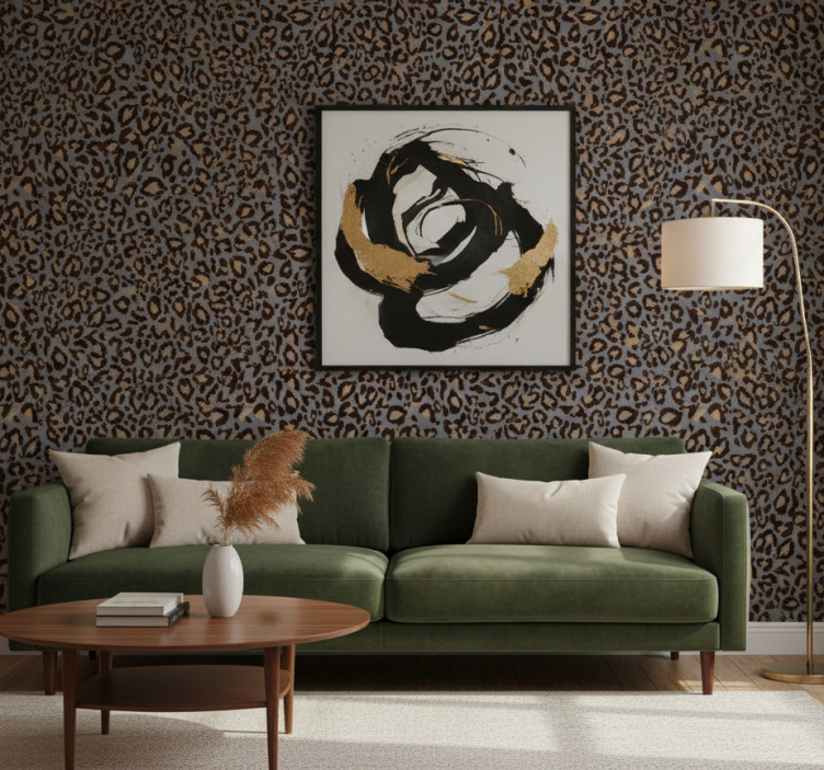 Tapete tiere mit grauem hintergrund und leopardenflecken - TenStickers