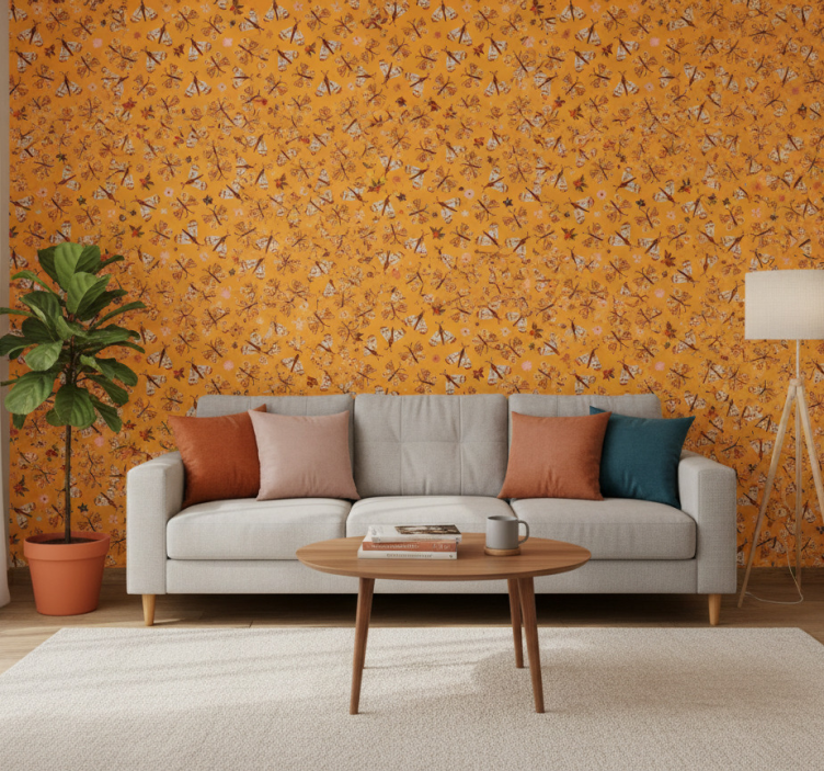 Tapete tiere mit handgezeichneten schmetterlingen - TenStickers