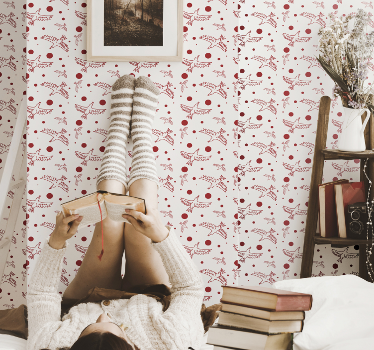 Tapete Tiere vögel und punkte - TenStickers