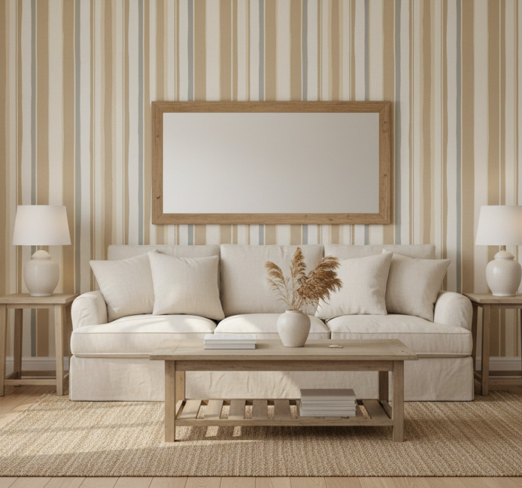 Tapete vertikale streifen in farmhouse weiß beige - TenStickers