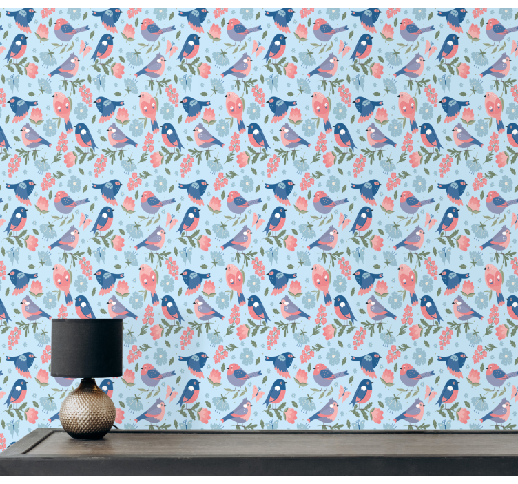 Tapete vögel mit floralem muster - TenStickers
