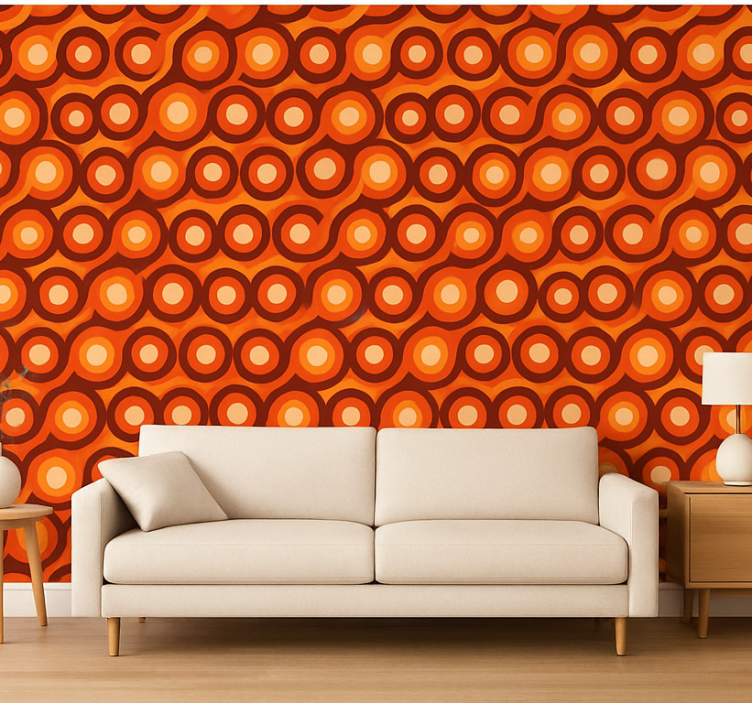 Tapete wohnzimmer abstrakt modern warme farben figuren - TenStickers