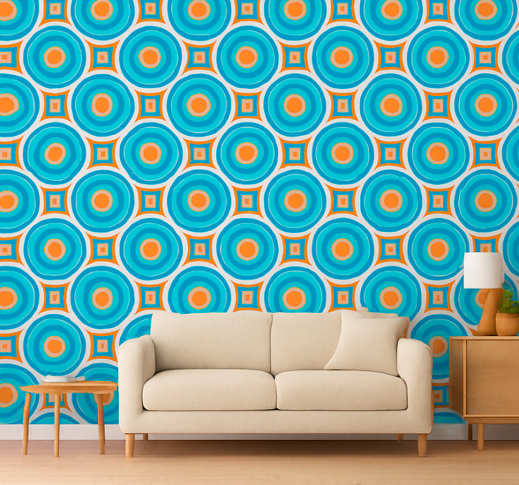 Tapete wohnzimmer abstrakte blaue kreise - TenStickers