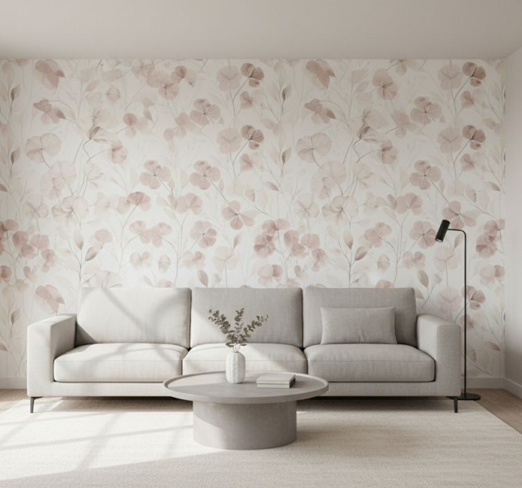 Tapete wohnzimmer aquarell gepresste blüten - TenStickers
