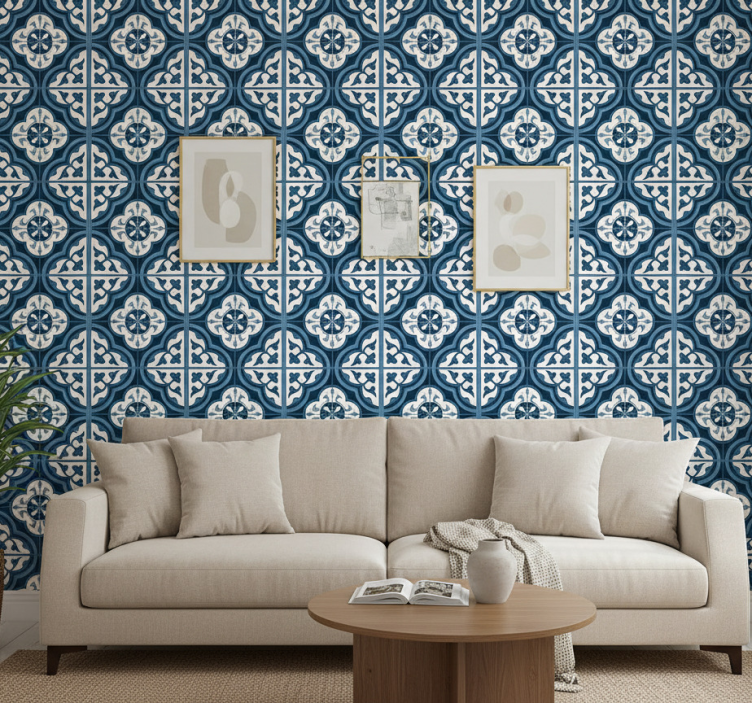Tapete wohnzimmer blau "majorica" portugiesisch - TenStickers
