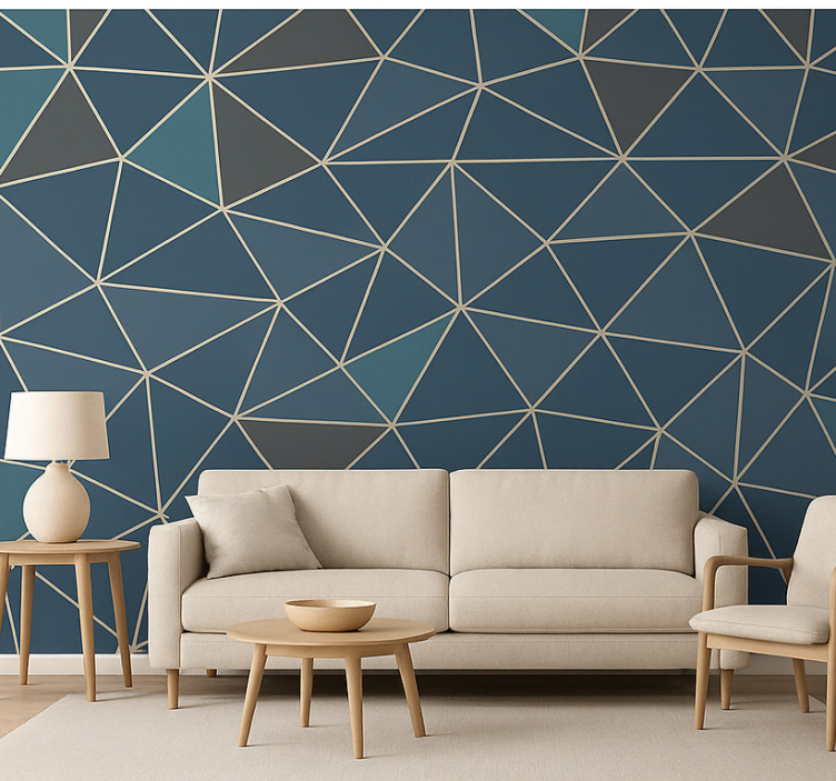 Tapete wohnzimmer blau modern geometrisches muster - TenStickers