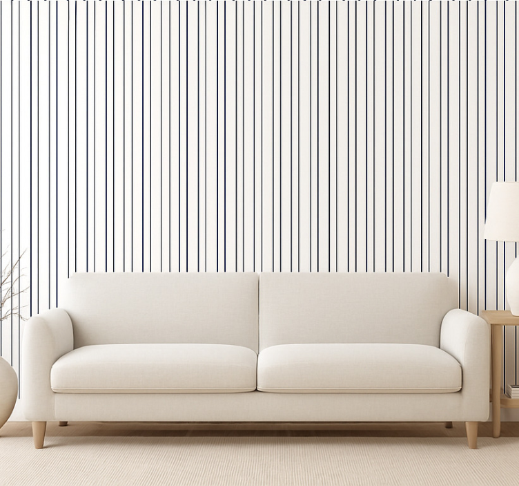 Tapete wohnzimmer blau und weiß dünne streifen - TenStickers