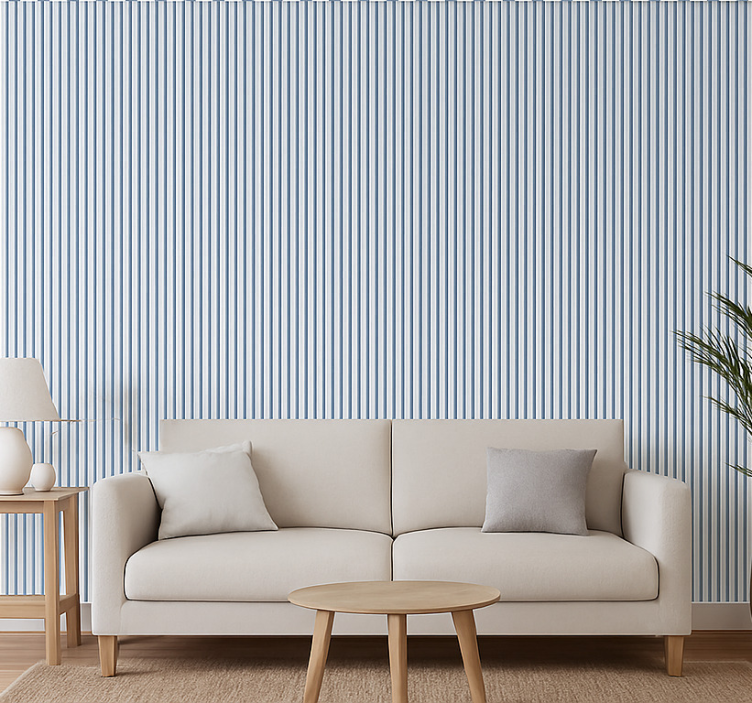 Tapete wohnzimmer blaue und weiße streifen - TenStickers