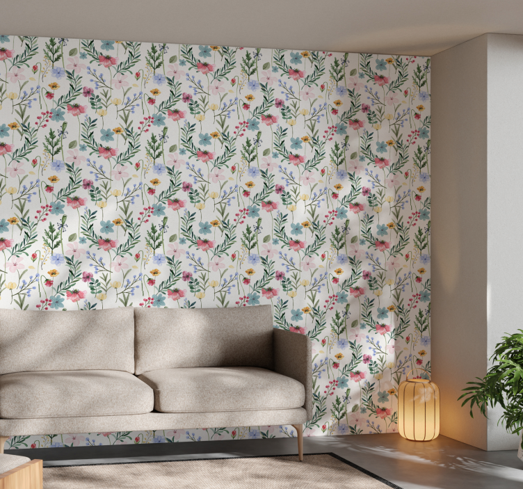 Tapete Natur Wohnzimmer Blumen und Pflanzen - TenStickers