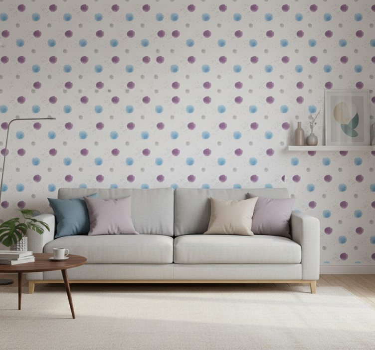 Tapete wohnzimmer bunte punktkreise - TenStickers
