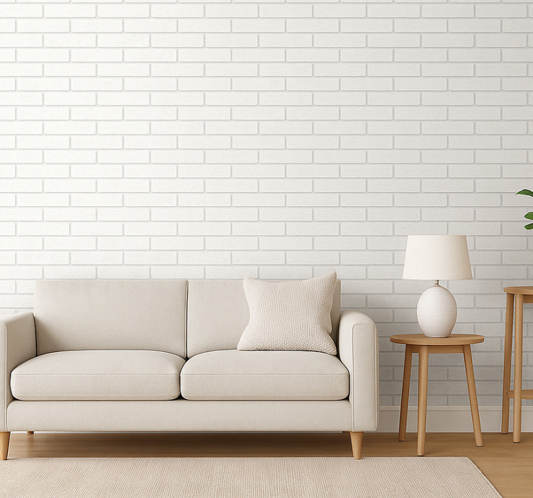 Tapete wohnzimmer einfache weiße ziegel - TenStickers