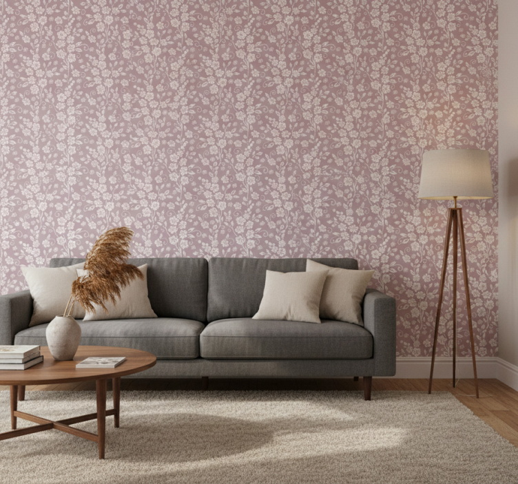 Tapete wohnzimmer elegantes blumenmuster - TenStickers