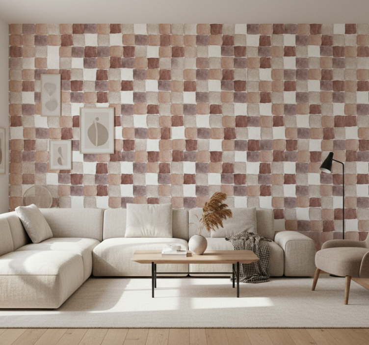 Tapete wohnzimmer erdtöne aquarell - TenStickers
