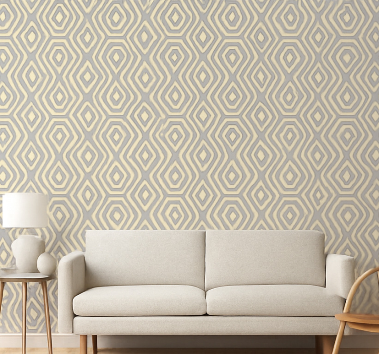 Tapete wohnzimmer geometrisch blau gold - TenStickers