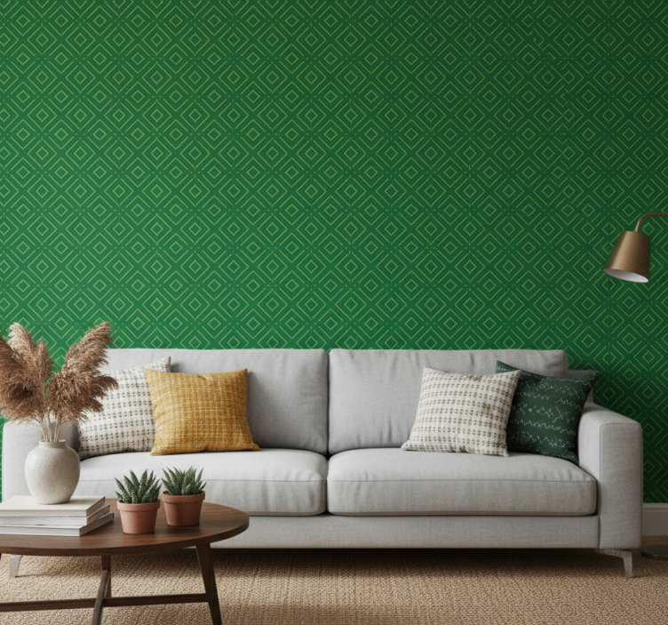 Tapete wohnzimmer geometrisches grünes muster - TenStickers