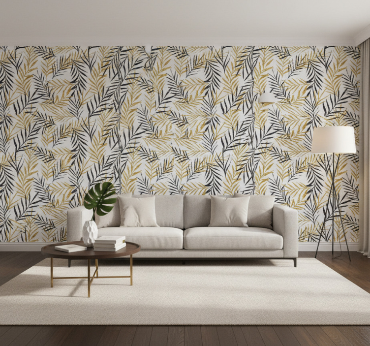 Tapete wohnzimmer glamouröser dschungel blattdruck - TenStickers