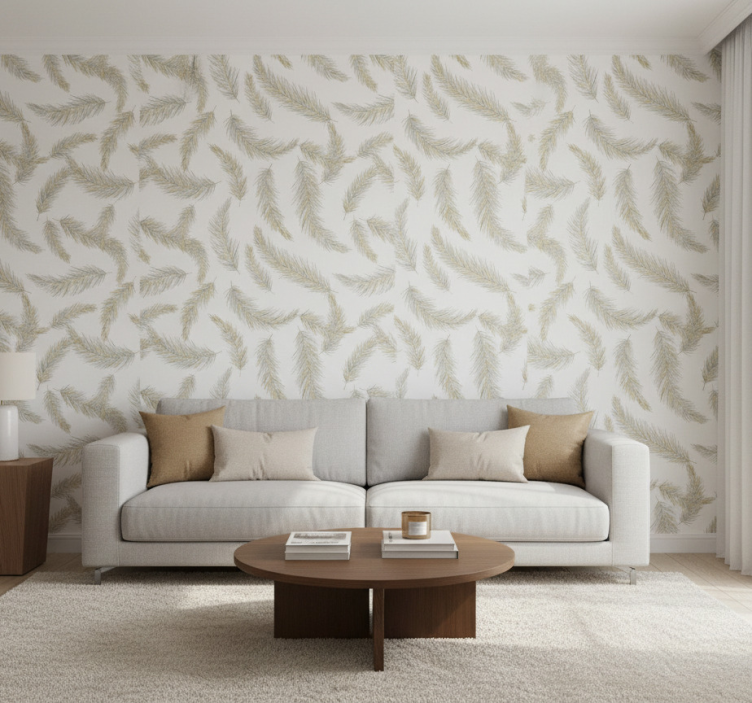 Tapete wohnzimmer graue feder drift - TenStickers
