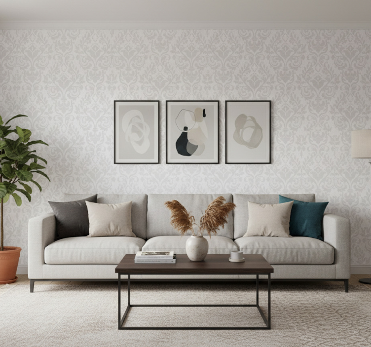 Tapete wohnzimmer grunge damast - TenStickers