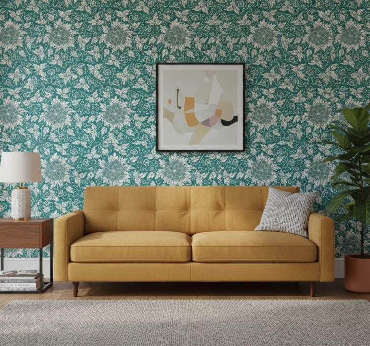 Tapete wohnzimmer im alten floralen design - TenStickers