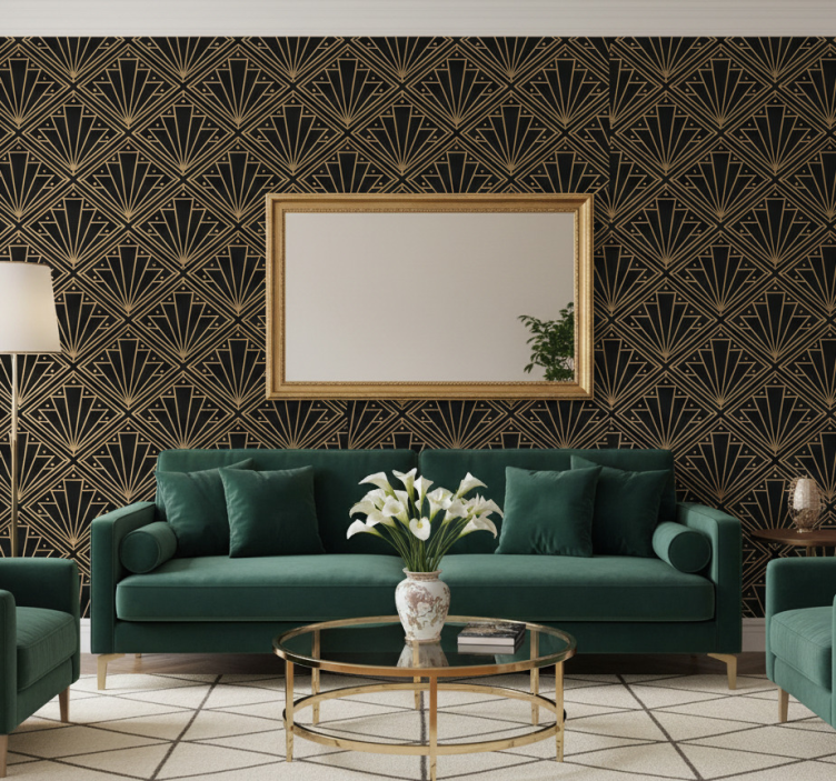 Tapete wohnzimmer im art deco muster - TenStickers