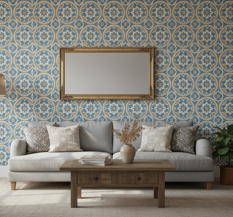Tapete wohnzimmer im azulejo stil - TenStickers