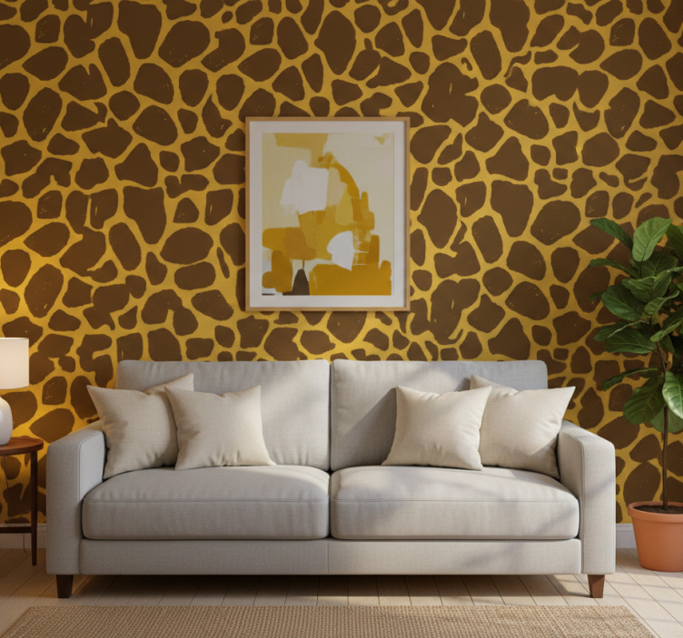 Tapete wohnzimmer im giraffenmuster - TenStickers