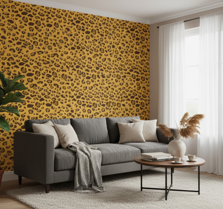 Tapete wohnzimmer im leopardenmuster - TenStickers