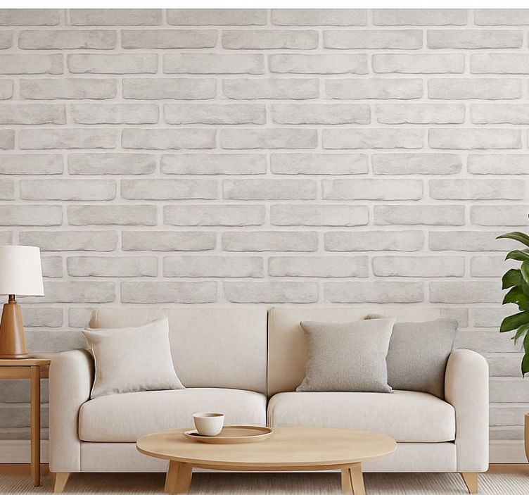 Tapete wohnzimmer im loftziegel-design - TenStickers