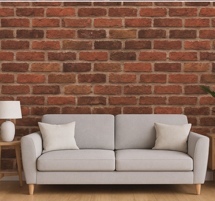 Tapete wohnzimmer im roten backstein-effekt - TenStickers
