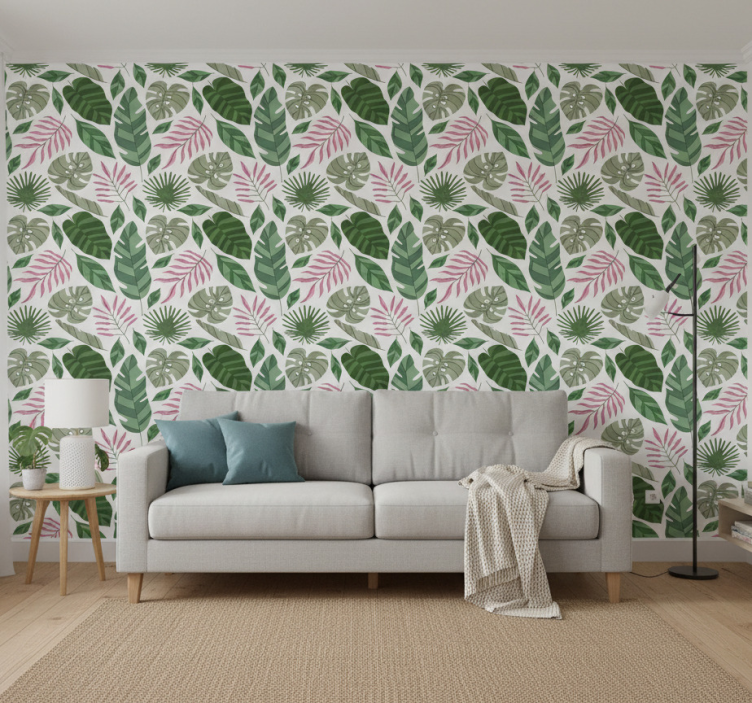 Tapete wohnzimmer im tropischen pflanzenmotiv - TenStickers
