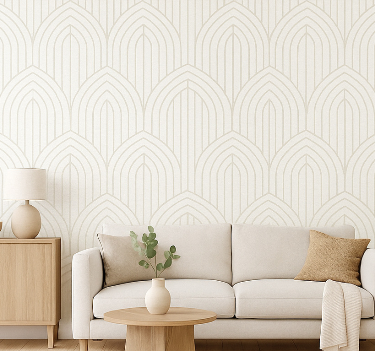 Tapete wohnzimmer im weißen holzdesign - TenStickers