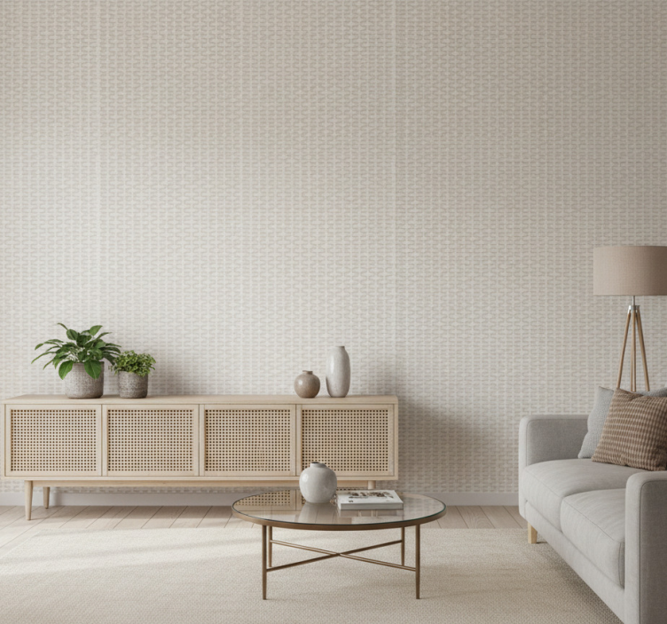 Tapete wohnzimmer im weißen rattan-look - TenStickers