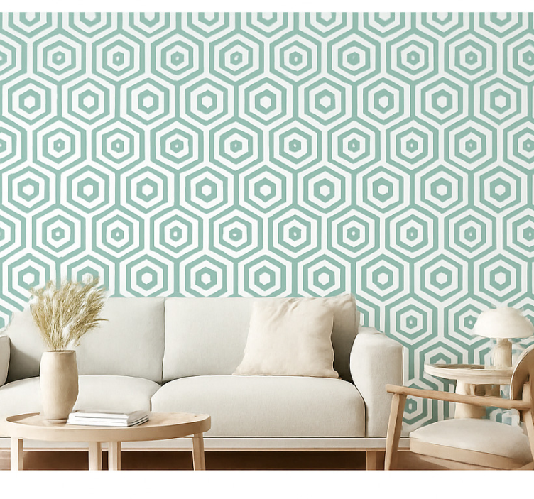 Tapete wohnzimmer in abstrakt geometrischem design - TenStickers