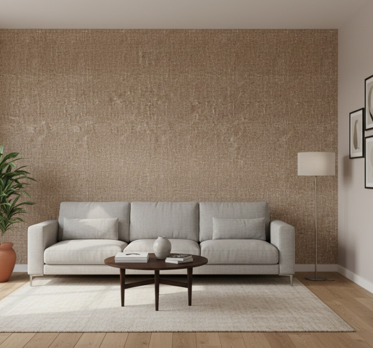 Tapete wohnzimmer in beiger naturfaser-optik - TenStickers