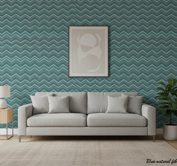 Tapete wohnzimmer in blauer naturfaser-optik - TenStickers