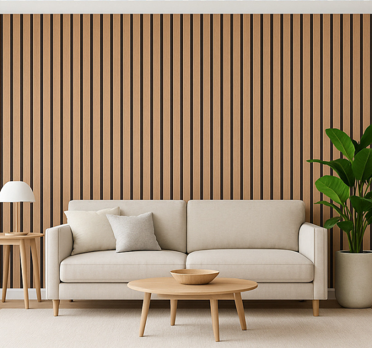 Tapete wohnzimmer in braun und schwarz holzoptik - TenStickers