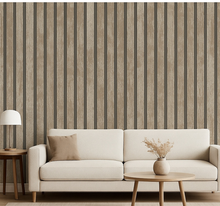 Tapete wohnzimmer in rustikalem holzdesign - TenStickers