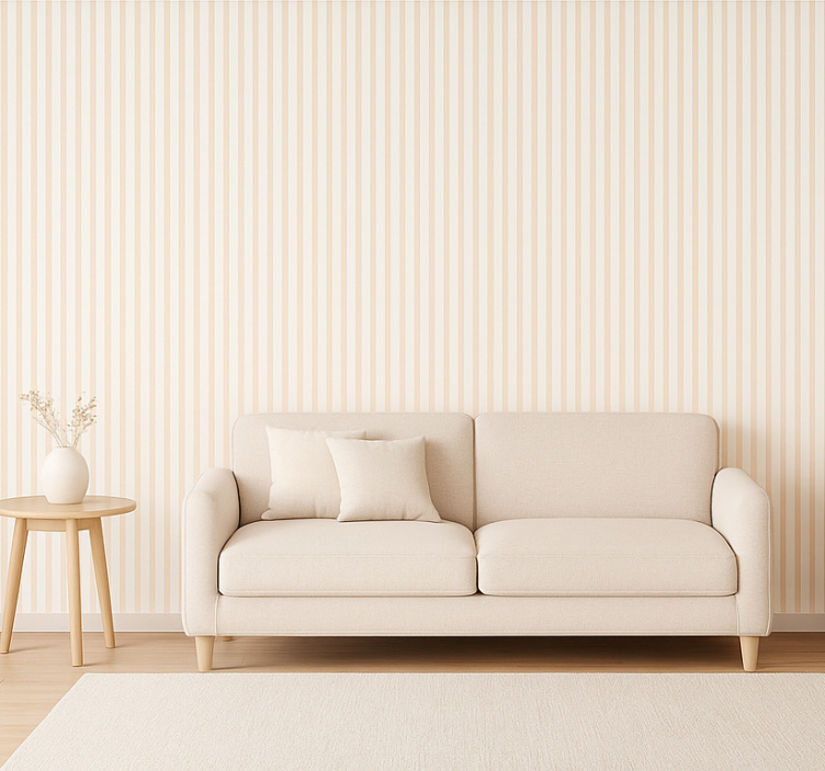 Tapete wohnzimmer in weiß beige mit feinen streifen - TenStickers